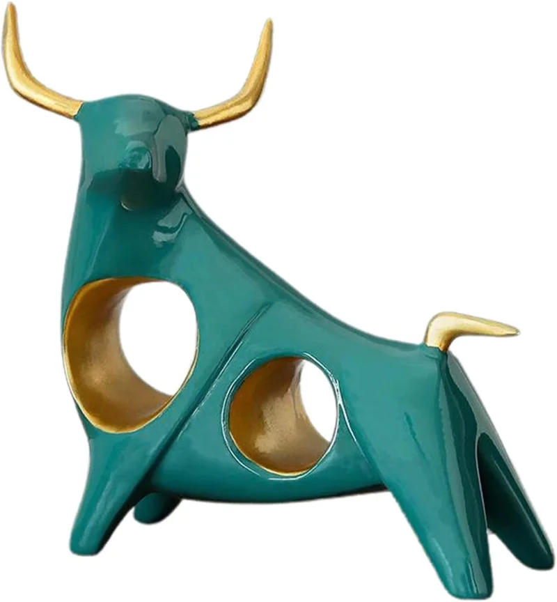 Statue/statues Green bull statue, GRB-HEAD UP