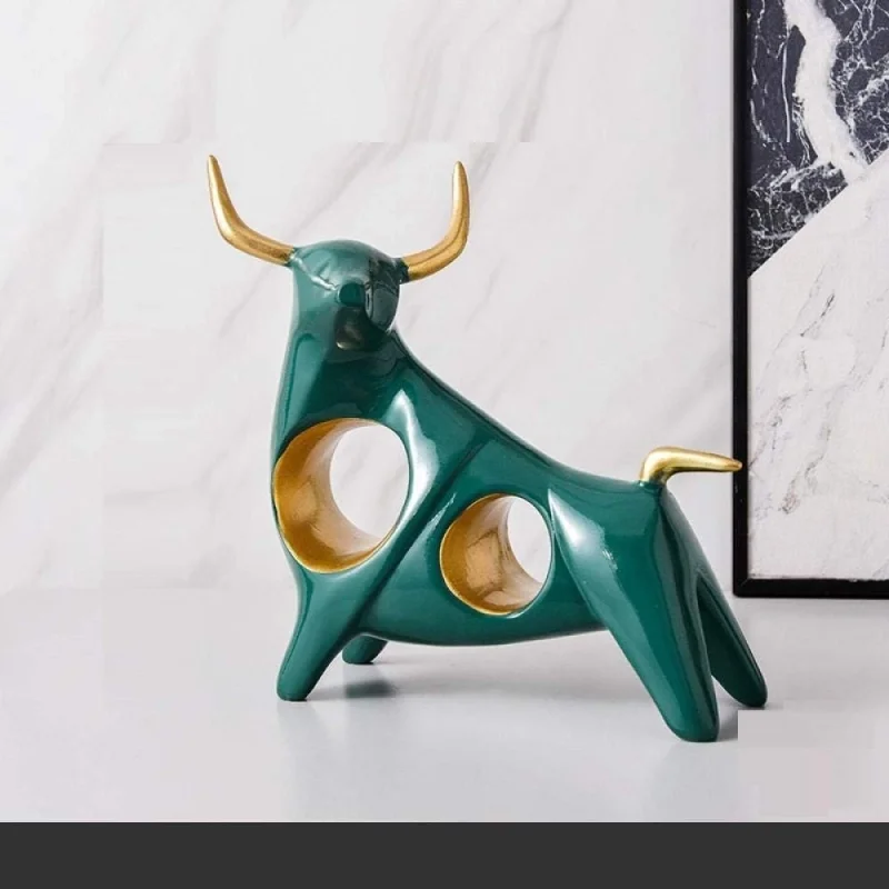 Statue/statues Green bull statue, GRB-HEAD UP
