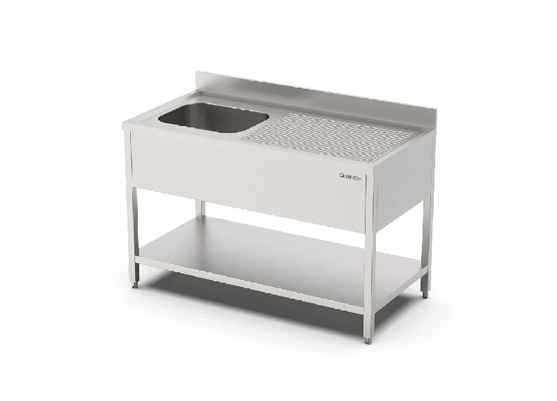Neutral equipment Sink 1 tub 40/50/25, lower table 140/70/90 cm, Qusinox, 6010.0707