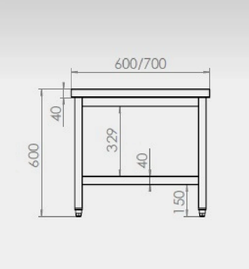 Other Appliance base 1/2, l. 70, 40/70/60 cm.,Qusinox open, 3010.0721