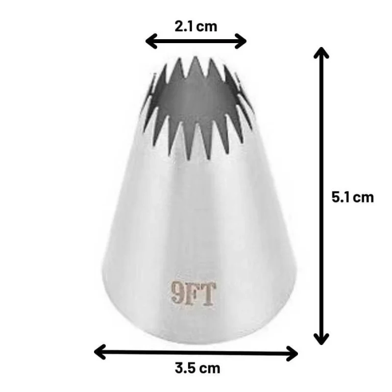 Pastry Big nozzle, open star type, 35/21/51 mm., Epinox, Dy-9FT