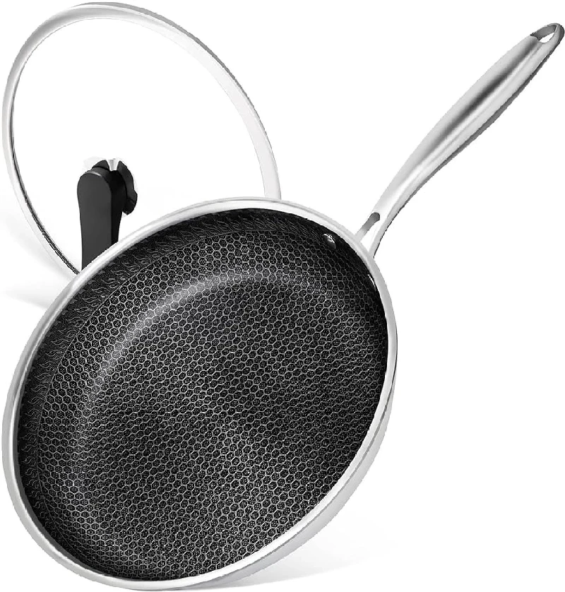 Stockpots, fry pans, saucepans Pan with non-stick honeycomb coating, whit a lid, F 28
