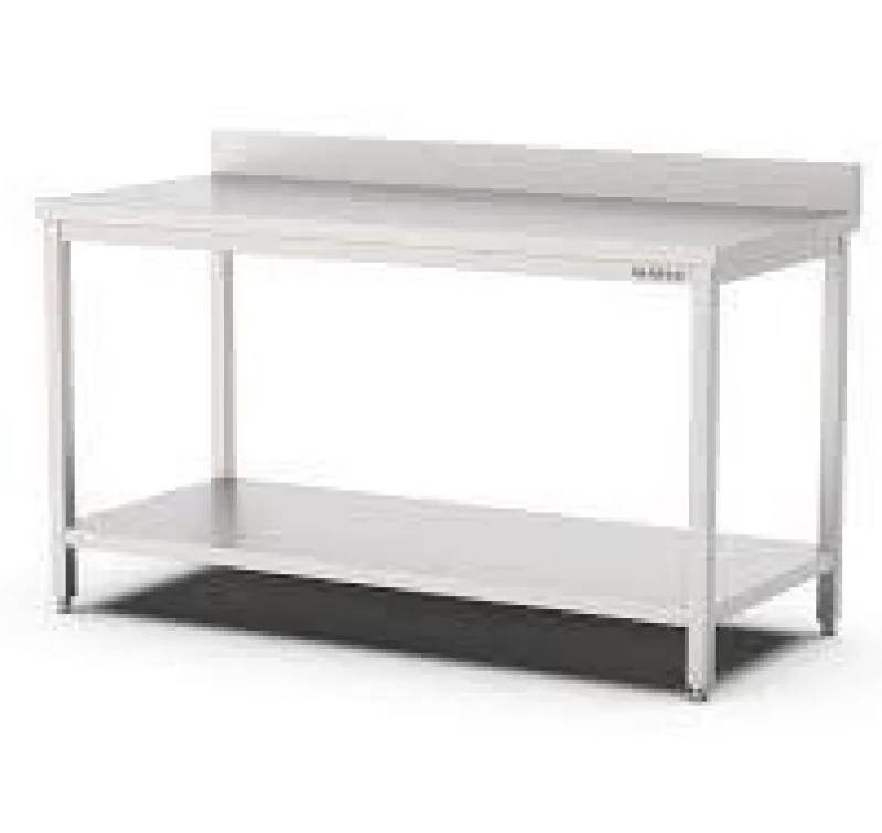 Tables Table with a lower shelf and a backsplash, l.70, 160/70/90, 3011.0716,  Qusinox